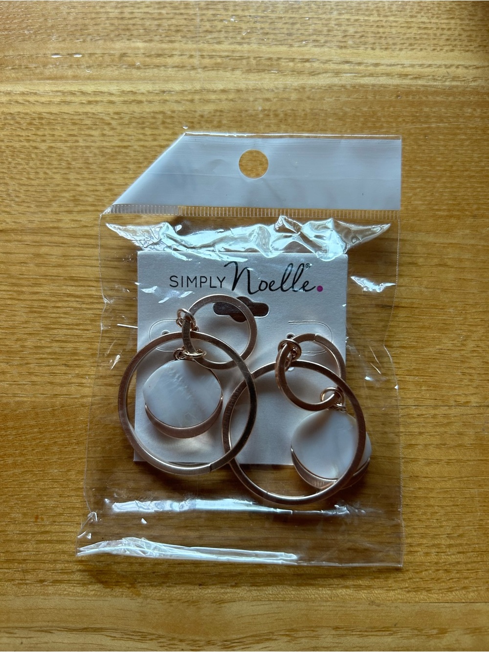 Simply Noelle Rose Gold Double Circle with White Accents Earrings